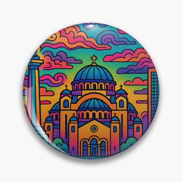 Item preview, Psychedelic Cityscape of Belgrade | Colorful Retro Travel Poster | Trippy Serbia Wall Art | Surreal Balkan Urban Illustration | Vibrant Danube & Sava River City designed and sold by PaintedPixels01.