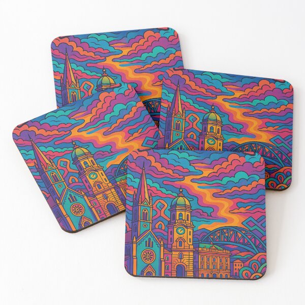 Item preview, Psychedelic Cityscape of Rijeka | Colorful Retro Croatia Travel Poster | Trippy Adriatic Coast Wall Art | Surreal Harbor & City Illustration | Vibrant Coastal Artwork designed and sold by PaintedPixels01.