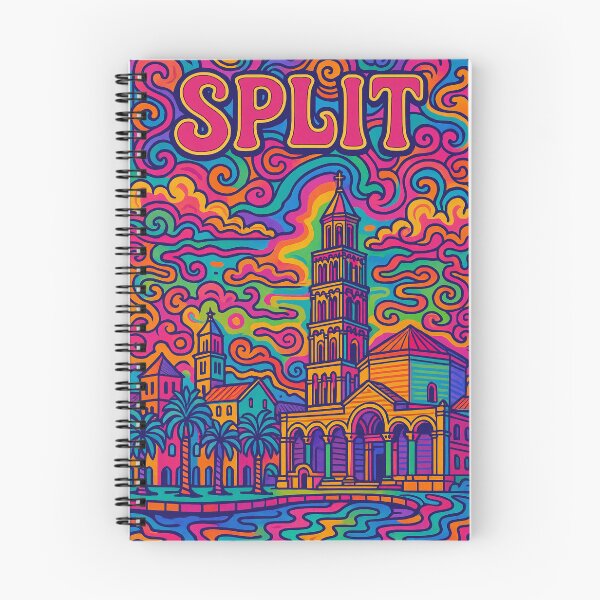 Item preview, Psychedelic Cityscape of Split | Colorful Retro Croatia Travel Poster | Trippy Adriatic Seaside Wall Art | Surreal Diocletian’s Palace Illustration | Vibrant Coastal Artwork designed and sold by PaintedPixels01.