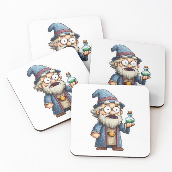 Item preview, Pixel Art Surprised Wizard with Potion | Retro Fantasy Alchemist designed and sold by BBackdesign.