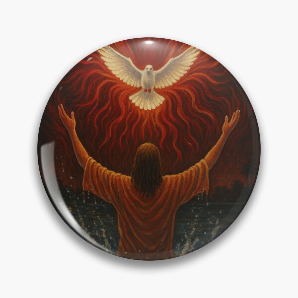Item preview, Baptism and the Descent of the Holy Spirit – Spiritual Oil Painting designed and sold by Heavenly-Cloudz.
