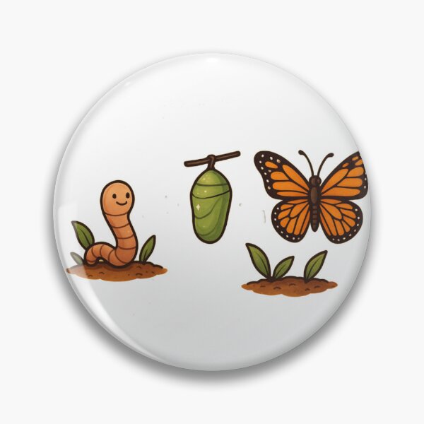 Item preview, Earthworm to Butterfly – Colorful Life Cycle Cartoon Design designed and sold by NuboDesigns.