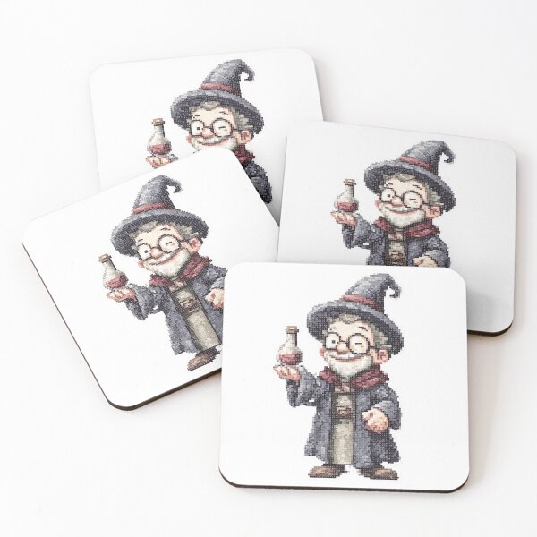 Item preview, Pixel Art Winking Wizard with Potion | Retro Fantasy Alchemist designed and sold by BBackdesign.