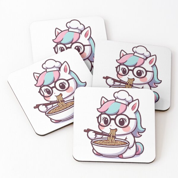 Item preview, Unicorn wearing a chef's hat enjoying a bowl of ramen noodles designed and sold by JonysCreativeDesigns.