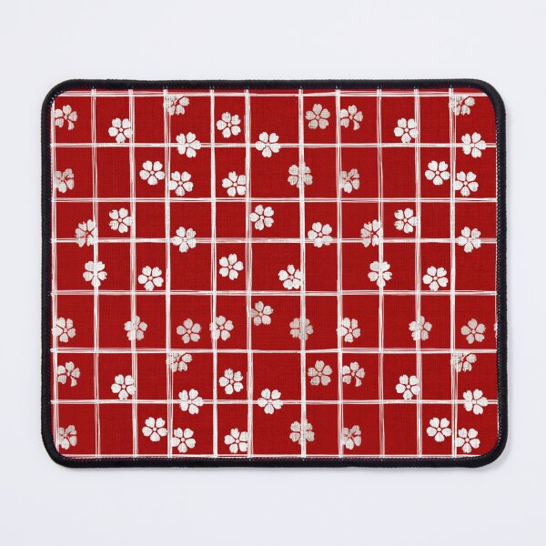 Item preview, Red and White Floral Grid – Japanese Yukata Inspired Pattern designed and sold by casualnature.