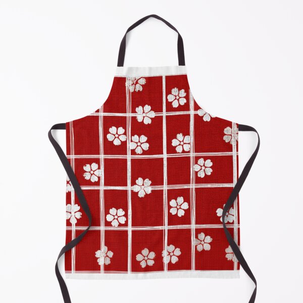Item preview, Red and White Floral Grid – Japanese Yukata Inspired Pattern designed and sold by casualnature.