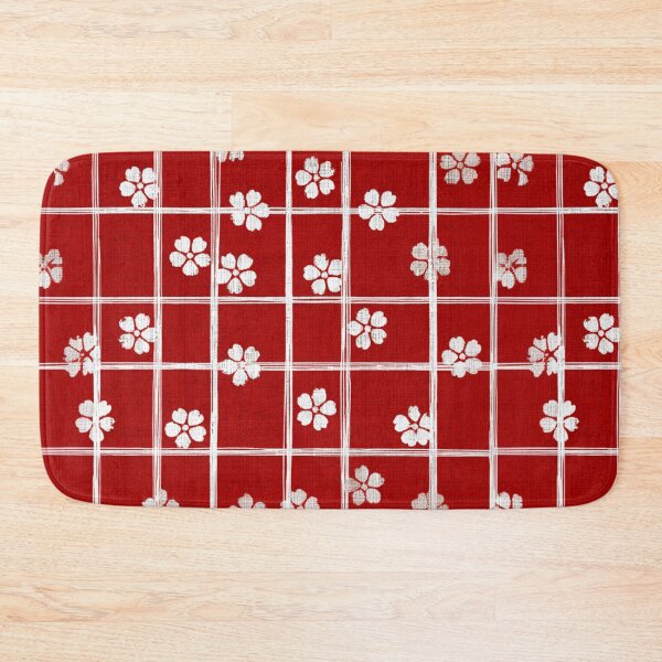 Item preview, Red and White Floral Grid – Japanese Yukata Inspired Pattern designed and sold by casualnature.
