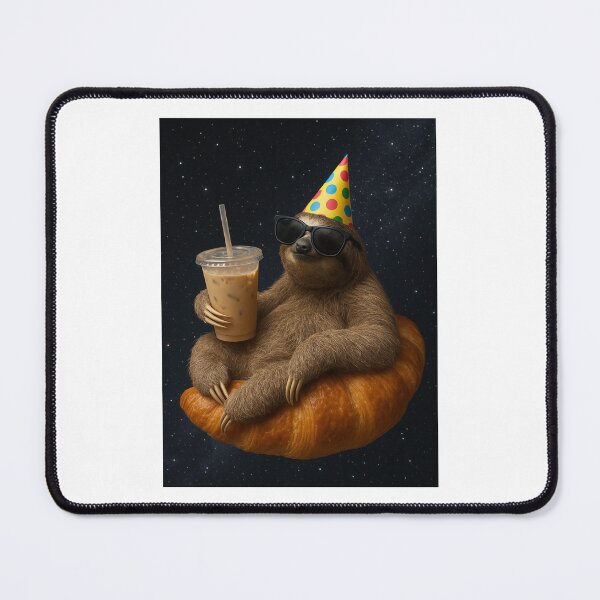 Item preview, Sloth in Galaxy iced coffee croissant happy birthday kawaii gift christmas designed and sold by CheeseBlueprint.