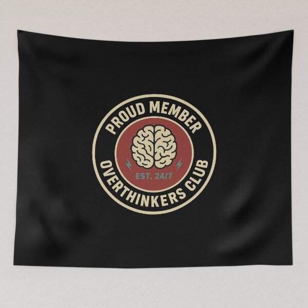 Item preview, Proud Member of the Overthinkers Club - Retro Badge designed and sold by Work Life Tees.