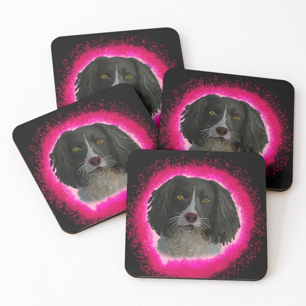Artikelvorschau, English Springer Spaniel schwarz, rosa Spritzer entworfen und verkauft von DawnCatcher20.