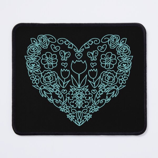 Item preview, Turquoise Heart with Flowers designed and sold by HugSomeNettles.