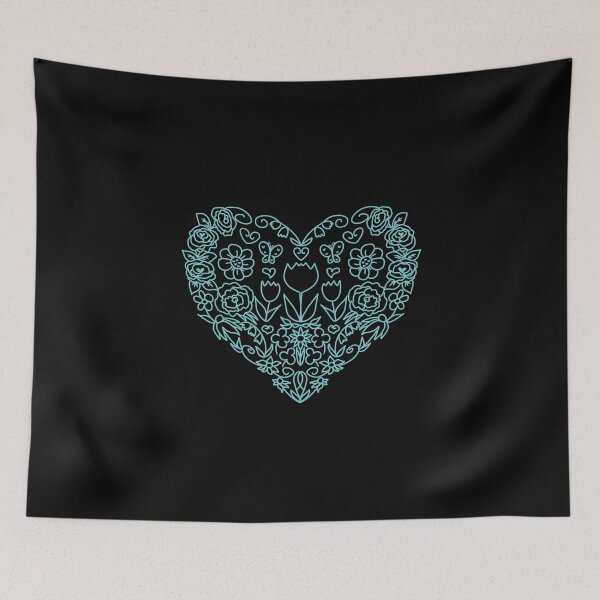 Item preview, Turquoise Heart with Flowers designed and sold by HugSomeNettles.