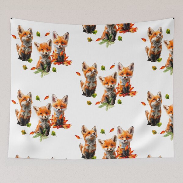 Item preview, Beautiful red fox among autumn leaves in the forest designed and sold by НаташаЧетвер.