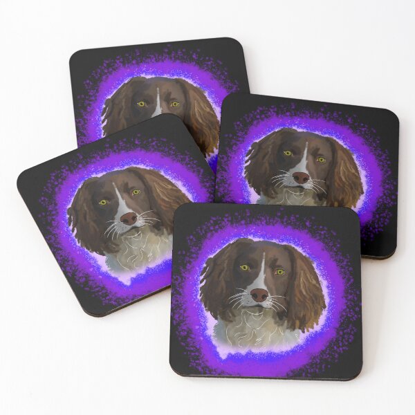 Artikelvorschau, English Springer Spaniel braun, lila Spritzer entworfen und verkauft von DawnCatcher20.