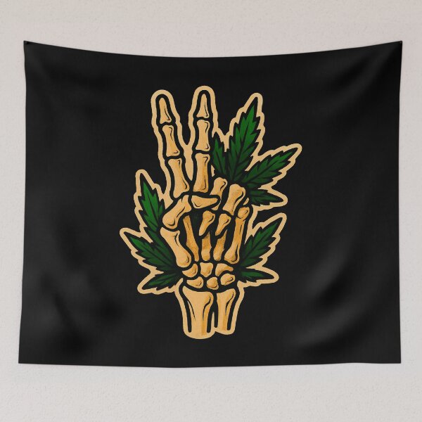 Item preview, Skeleton Hand Peace Sign – Cannabis Old School Tattoo designed and sold by Wake and Bake.