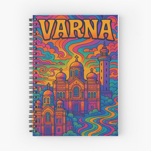 Item preview, Psychedelic Cityscape of Varna | Colorful Retro Bulgaria Travel Poster | Trippy Black Sea Wall Art | Surreal Coastal & Urban Illustration | Vibrant Cityscape Artwork designed and sold by PaintedPixels01.