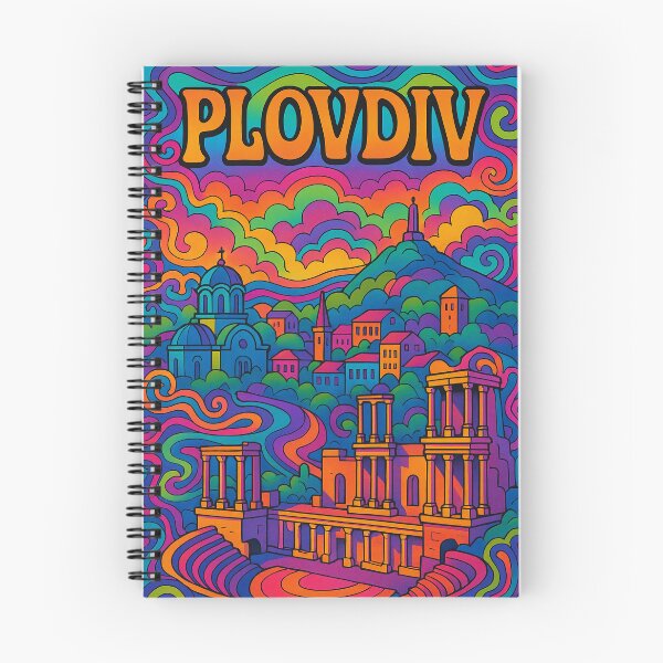 Item preview, Psychedelic Cityscape of Plovdiv | Colorful Retro Bulgaria Travel Poster | Trippy Historic Wall Art | Surreal Old Town & Urban Illustration | Vibrant Bohemian Artwork designed and sold by PaintedPixels01.