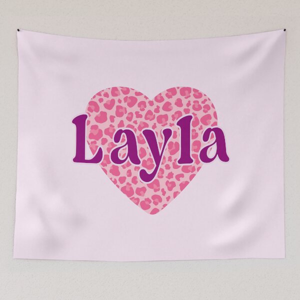Item preview, Layla Name Leopard Pink Heart  designed and sold by Jeallan Designs.