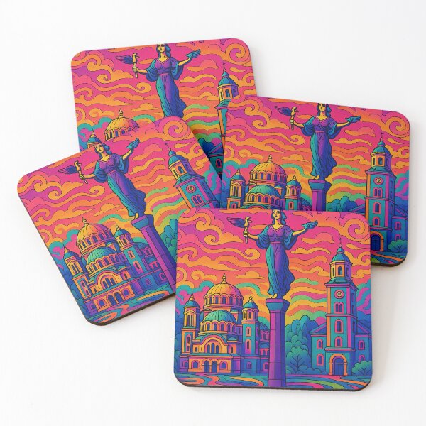 Item preview, Psychedelic Cityscape of Sofia | Colorful Retro Bulgaria Travel Poster | Trippy Capital City Wall Art | Surreal Urban & Historic Illustration | Vibrant Bohemian Artwork designed and sold by PaintedPixels01.