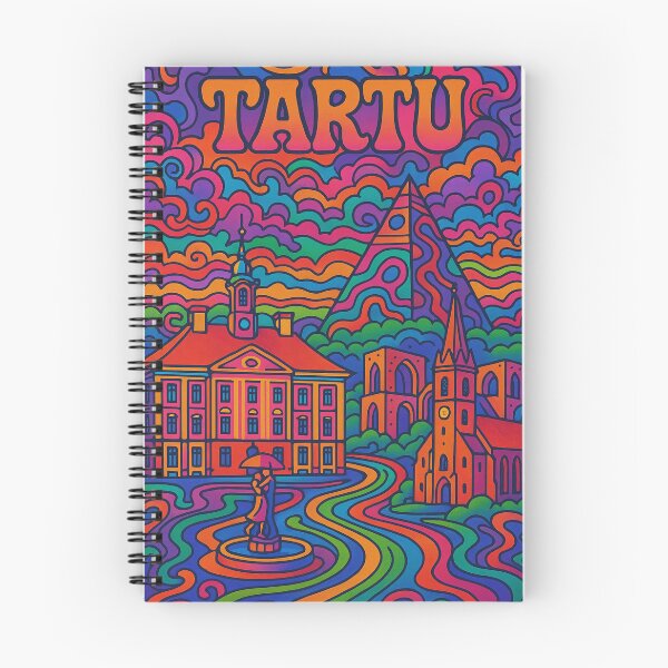 Item preview, Psychedelic Cityscape of Tartu | Colorful Retro Estonia Travel Poster | Trippy University Town Wall Art | Surreal Historic & Urban Illustration | Vibrant Bohemian Artwork designed and sold by PaintedPixels01.