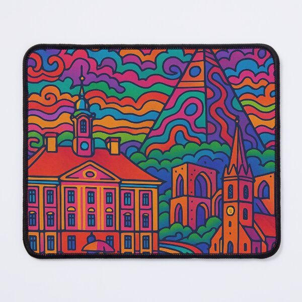Item preview, Psychedelic Cityscape of Tartu | Colorful Retro Estonia Travel Poster | Trippy University Town Wall Art | Surreal Historic & Urban Illustration | Vibrant Bohemian Artwork designed and sold by PaintedPixels01.