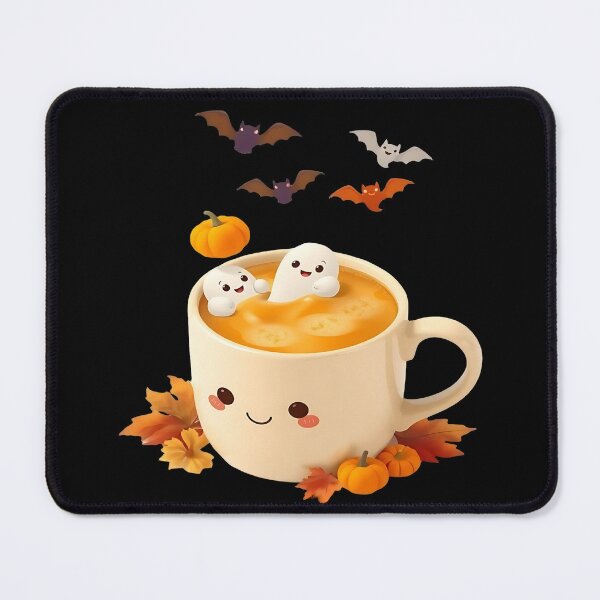 Item preview, "Kawaii Pumpkin Spice Latte – Pumpkin Latte with Cute Ghosts and Bats | Cozy Halloween Fall Illustration". designed and sold by Ralek.