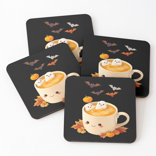 Item preview, "Kawaii Pumpkin Spice Latte – Pumpkin Latte with Cute Ghosts and Bats | Cozy Halloween Fall Illustration". designed and sold by Ralek.