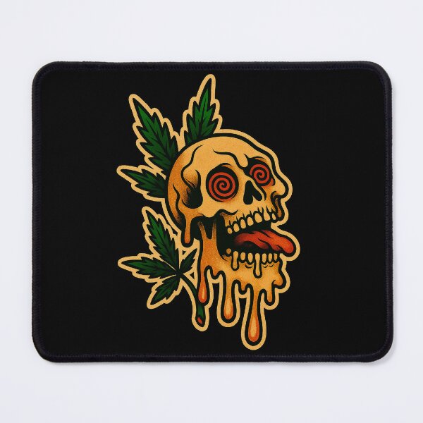 Item preview, Melting Skull with Cannabis Leaves – Trippy Stoner Art designed and sold by Wake and Bake.