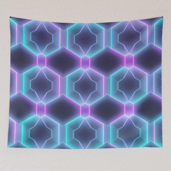 Item preview, Futuristic Neon-Lit Geometric Pattern designed and sold by roxysnextgenart.