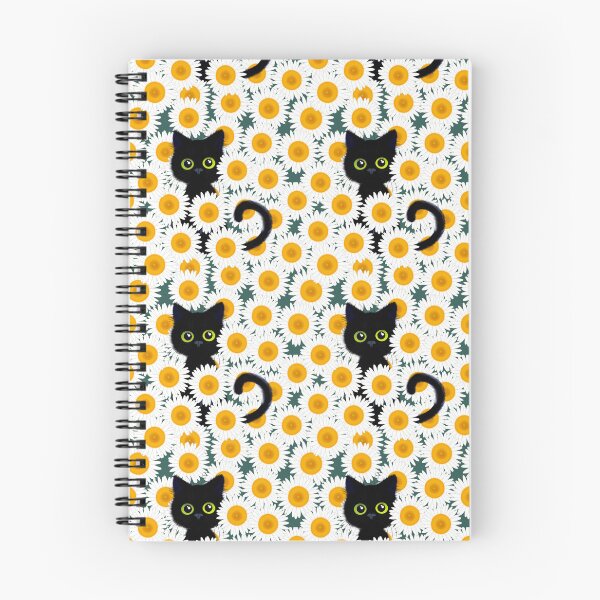 Item preview, Cute black cat in white daisies designed and sold by QuirkyCatz.