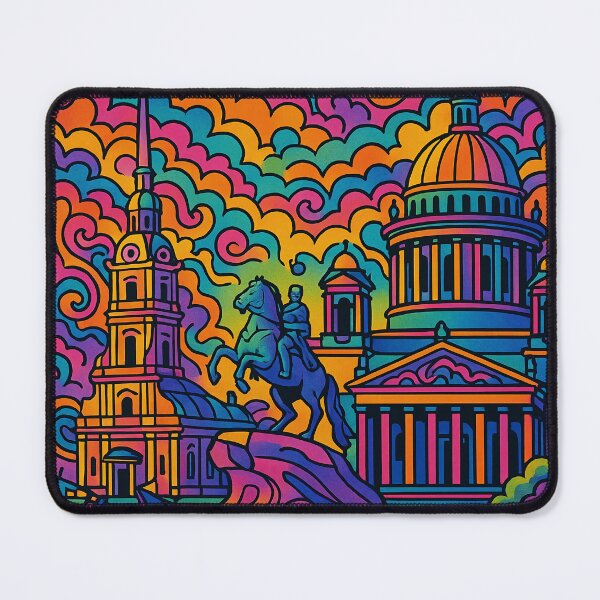 Item preview, Psychedelic Cityscape of Saint Petersburg | Colorful Retro Russia Travel Poster | Trippy Historic & Urban Wall Art | Surreal Canals, Palaces & Bridges Illustration | Vibrant Bohemian Artwork designed and sold by PaintedPixels01.