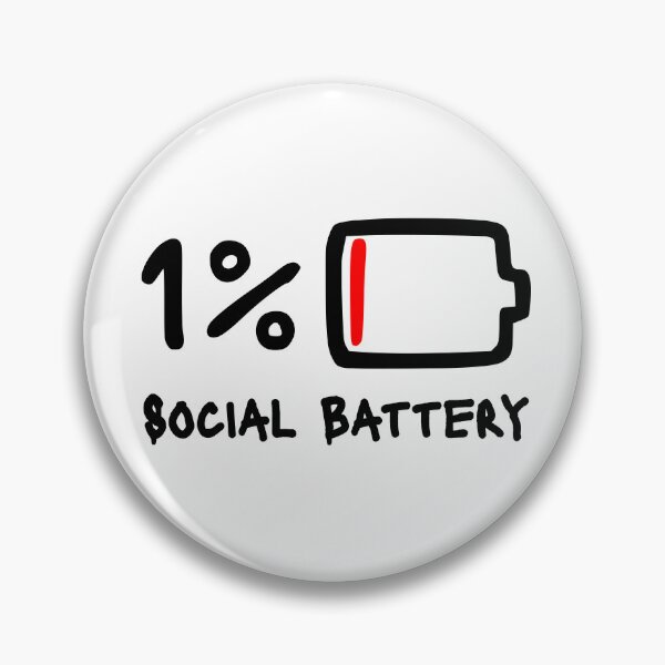 Aperçu de l'œuvre Ma batterie sociale à 1 %, faible énergie introvertie, socialement épuisée - Noir créée et vendue par PawaPotto.