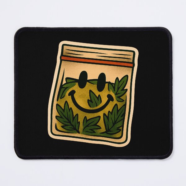 Item preview, Happy Weed Bag – Smiley Face Cannabis Leaves Design designed and sold by Wake and Bake.