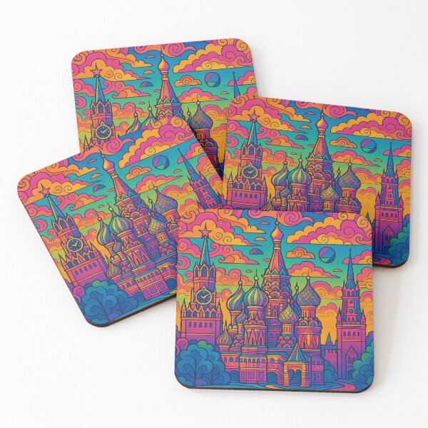 Item preview, Psychedelic Cityscape of Moscow | Colorful Retro Russia Travel Poster | Trippy Kremlin & Urban Wall Art | Surreal City Squares & Architecture Illustration | Vibrant Bohemian Artwork designed and sold by PaintedPixels01.