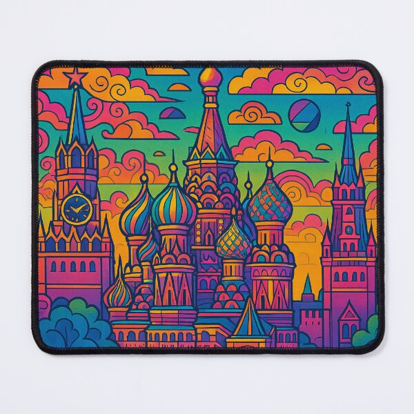 Item preview, Psychedelic Cityscape of Moscow | Colorful Retro Russia Travel Poster | Trippy Kremlin & Urban Wall Art | Surreal City Squares & Architecture Illustration | Vibrant Bohemian Artwork designed and sold by PaintedPixels01.