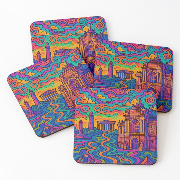 Item preview, Psychedelic Cityscape of Odesa | Colorful Retro Ukraine Travel Poster | Trippy Black Sea Wall Art | Surreal Harbor & Urban Illustration | Vibrant Bohemian Artwork designed and sold by PaintedPixels01.