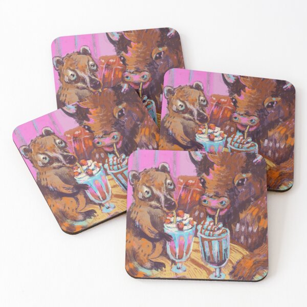 Item preview, Coati and bison drinking milkshakes designed and sold by guilhernunes.