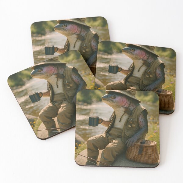 Item preview, Rainbow Trout Coffee Break – Hyperreal Portra 400 Riverbank Scene designed and sold by PortaPond.