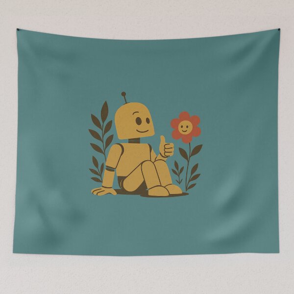 Item preview, Futuristic Robot with Flowers – Sci-Fi Tech and Nature designed and sold by Koka-Koala.