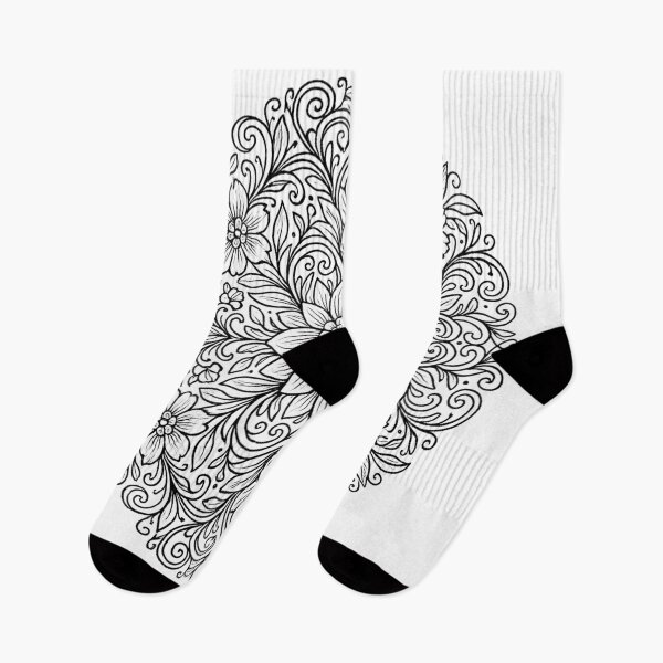 Item preview, Symmetrical Floral Mandala – Black and White Line Art designed and sold by AlSowin9.