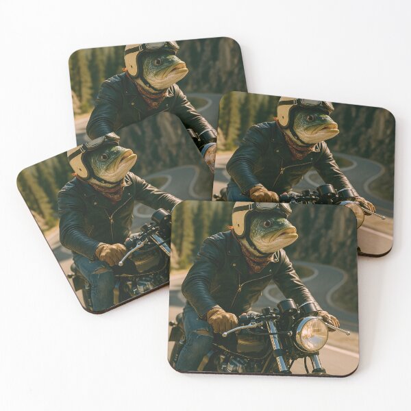 Item preview, Largemouth Bass Riding a Motorcycle – Cinematic Portra 400 Photograph designed and sold by PortaPond.