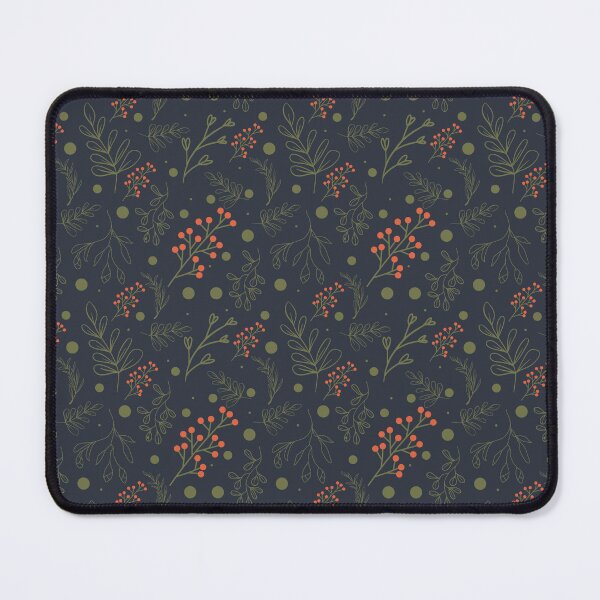 Item preview, Cozy Winter Foliage Seamless Pattern on Dark Blue Background Botanical Design designed and sold by MimsTees.