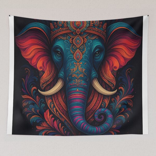 Item preview, Sacred Elephant Majesty – Bohemian Royal Spirit Wall Art designed and sold by Gold Turtle  Lina.