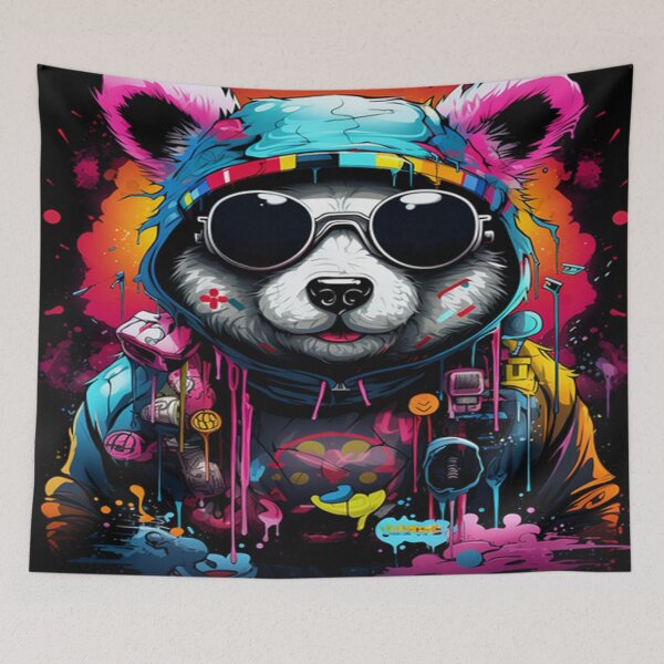 Item preview, Neon Panda Graffiti Streetwear – Cool Urban Animal Art Illustration designed and sold by ElGrandeDesign.