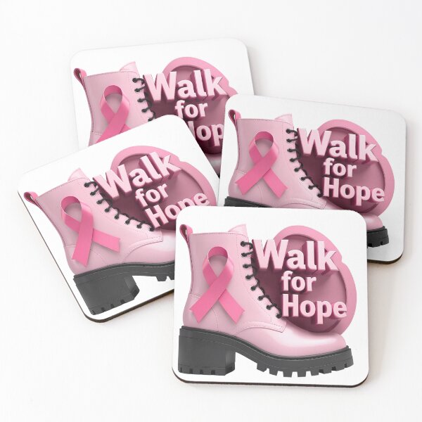 Item preview, Pink Combat Boot with Ribbon and Walk for Hope Text on Black designed and sold by Creative88Art.