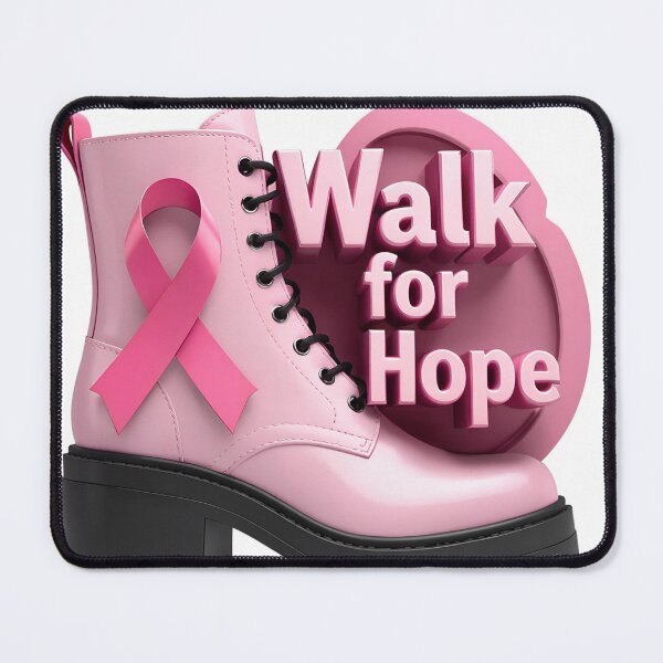 Item preview, Pink Combat Boot with Ribbon and Walk for Hope Text on Black designed and sold by Creative88Art.