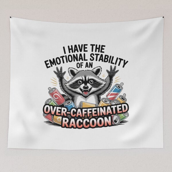 Item preview, Over-Caffeinated Raccoon Design | Emotional Stability Trash Panda | Mental Health Humor Gift designed and sold by NSB-Design.
