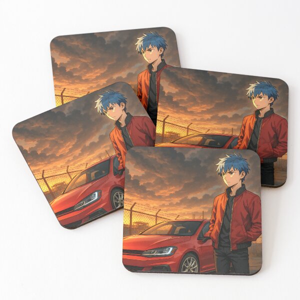 Item preview, Cool Anime Boy with Red Hot Hatch at Sunset designed and sold by PosterFuel.