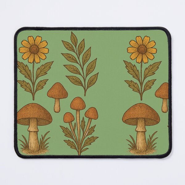 Item preview, Vintage Botanical Field Guide - Mushrooms and Wildflowers Nature Illustration designed and sold by freackly.