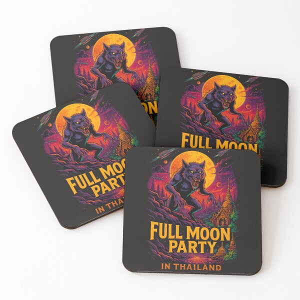Item preview, Full Moon Party in Thailand – Dark Fantasy Cosmic Wolf T-Shirt designed and sold by Thaivi Design.